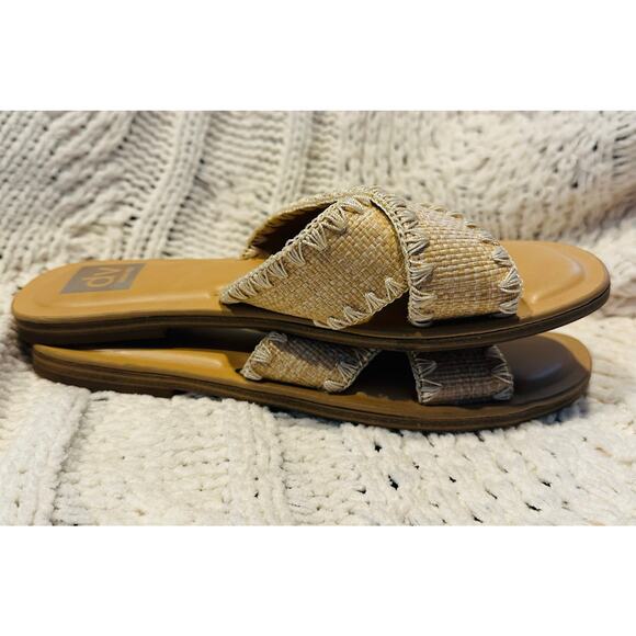 Dolce Vita Tan Juneau Women's Miguel Crisscross Flat Slide Sandals, US 8 M beach - Picture 6 of 9